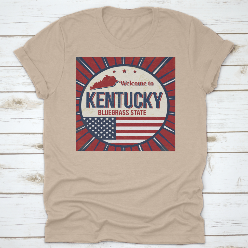 A comfortable t-shirt featuring a detailed map of Kentucky, showcasing the Bluegrass State with vibrant colors and quality fabric.